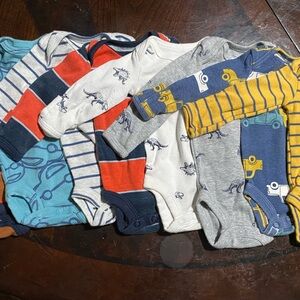Assorted Dinosaur and Vehicle Print Baby Onesies